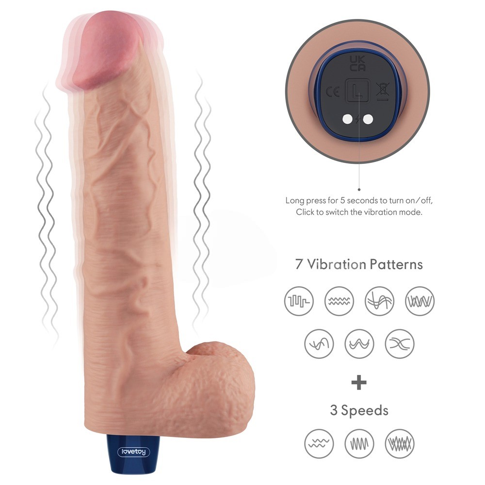 27.2 cm USB Şarjlı Yeni Nesil Realistik Titreşimli Ten Dildo Penis - Görsel 3