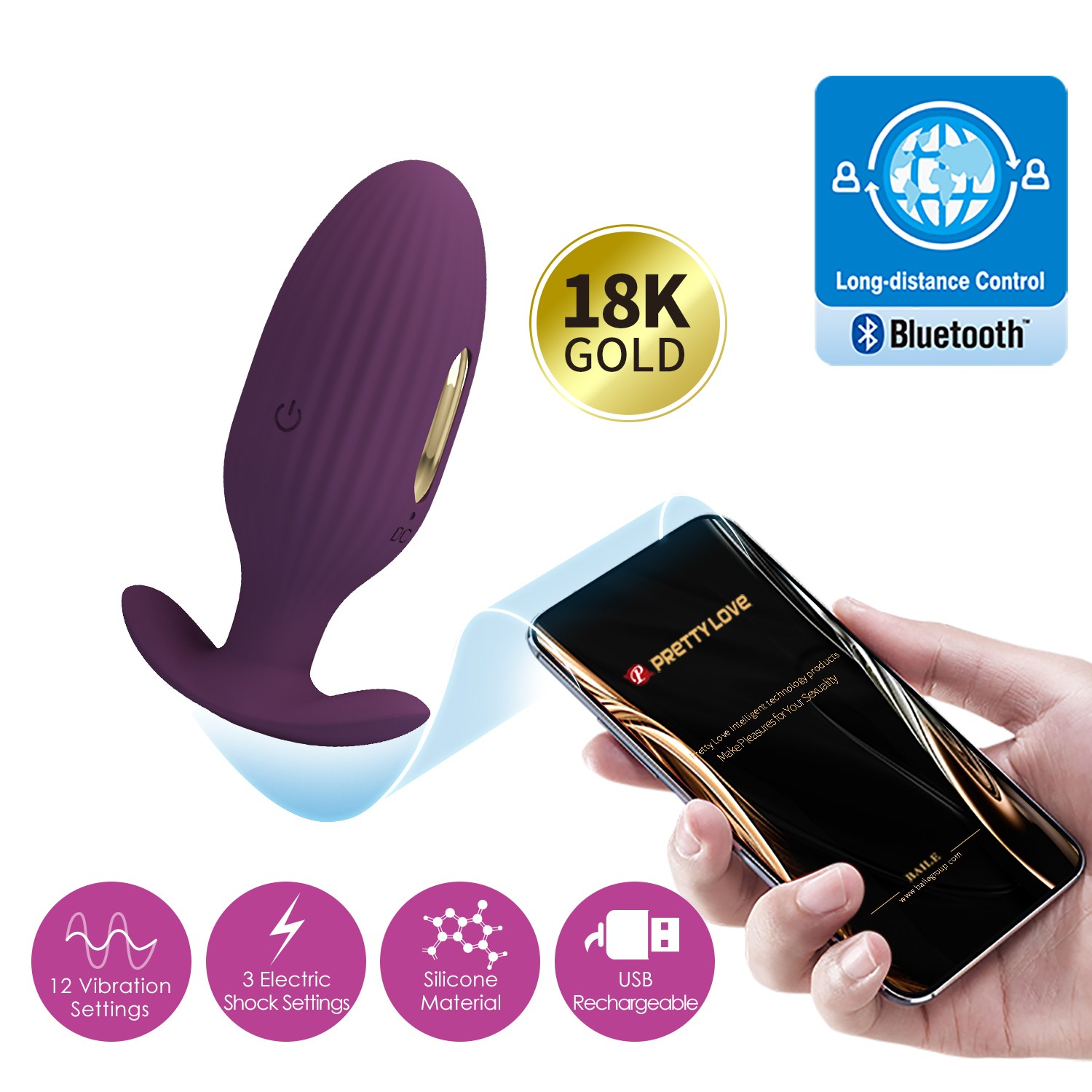 Telefon Kumandalı 12 Titreşim Fonksiyon & 3 Elektro Şoklu Teknolojik Anal Vajinal Vibratör