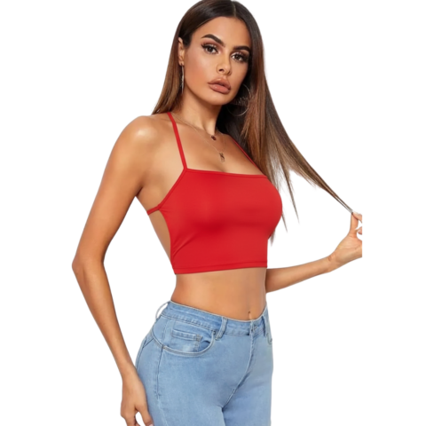Bouquet Boutique Kadın Sırtı Açık Kırmızı Belden Bağlamalı Crop Büstiyer BQT355441-K