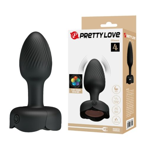 USB Şarjlı 10 Fonksiyonlu Titreşimli 5 Renk LED Işıklı Silikon Anal Plug – Olman