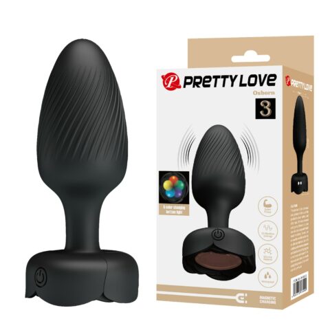 USB Şarjlı 10 Fonksiyonlu Titreşimli 5 Renk LED Işıklı Silikon Anal Plug – Osborn